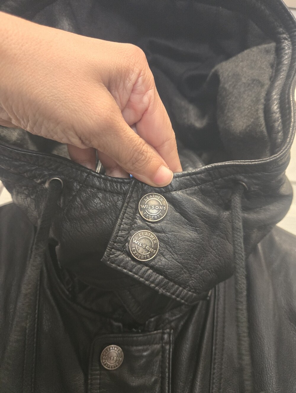 Wilsons Leather Vintage Men's Black Leather Hooded Jacket Size L - Picture 5 of 10